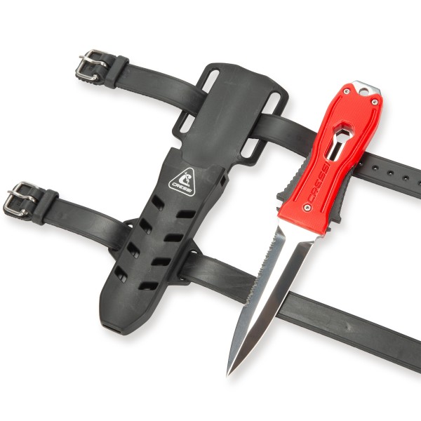 Cressi Lizard Tauchermesser schwarz rot - mit Schnellverschluss