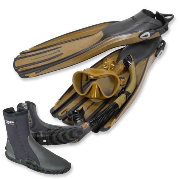 Mares Tauchset Quattro plus - mit Trockenschnorchel, schwarz olive