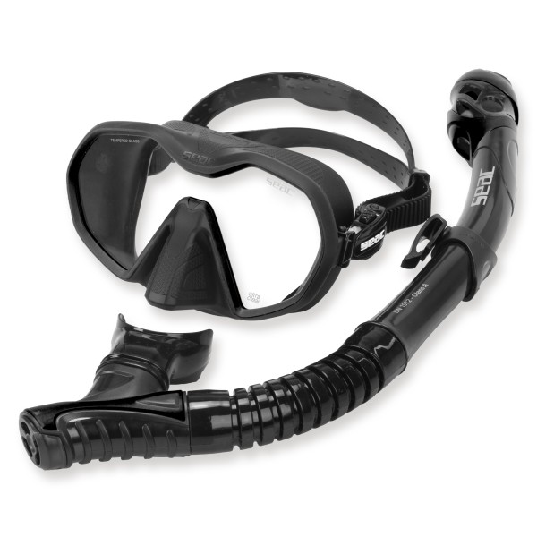 Seac Schnorchelset Icona Dry schwarz - mit Trockenschnorchel