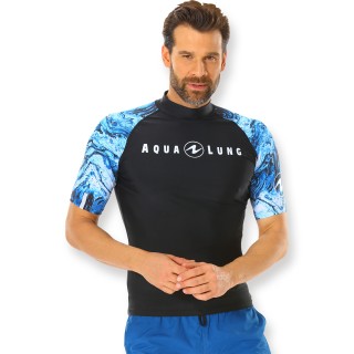 Aqualung Rash Guard Aqua Herren schwarz blau - kurzarm UPF 50+