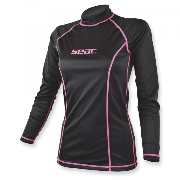 Seac T-Sun Rash Guard Damen schwarz pink - Sonnenschutzshirt langarm UPF 50+