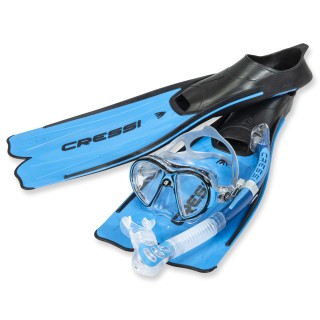 Cressi Schnorchelset Hakura - mit Trockenschnorchel, blau