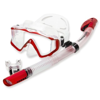 Scubapro Schnorchelset Korfu transparent rot- mit Trockenschnorchel