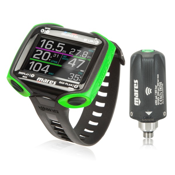 Mares Tauchcomputer Quad CI lime - Sparset mit LED Sender 2.0