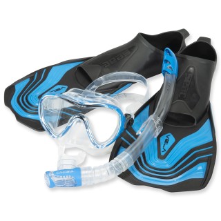 Schnorchelset Kingston blau - mit Ventilschnorchel und Kurzflosse
