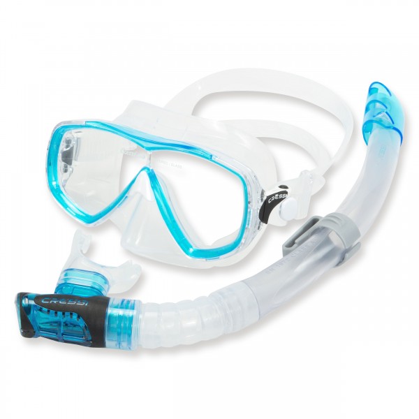 Cressi Schnorchelsetset Estrella VIP mit Ventilschnorchel - aquamarine