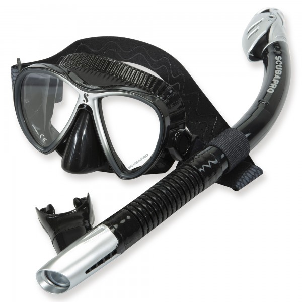 Exklusives Schnorchelset Synergy Trufit mit Trockenschnorchel schwarz silber