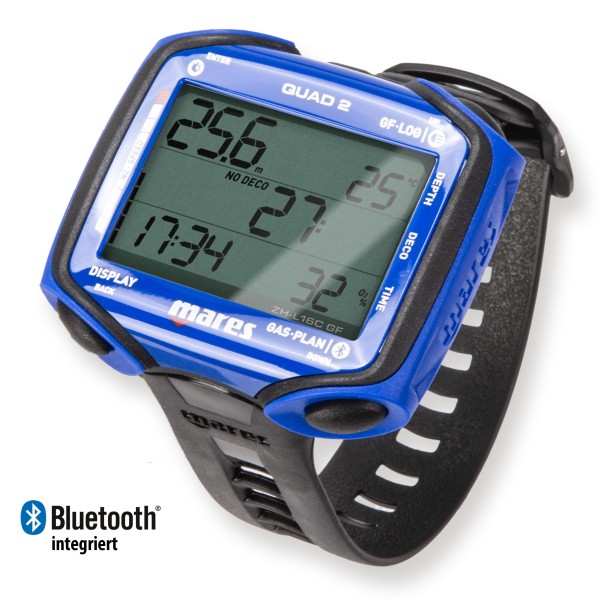 Mares Quad 2 Tauchcomputer  blau - sehr großes Display