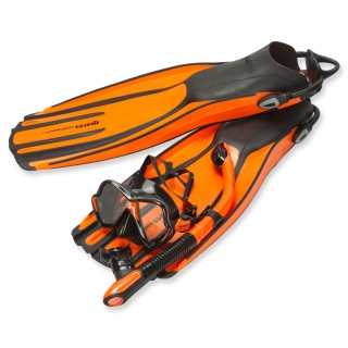 3-Teiliges Tauchset Mares Quattro plus mit Trockenschnorchel - schwarz orange
