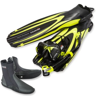 Mares Tauchset Excite Pro - mit Trockenschnorchel, schwarz gelb