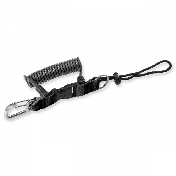 Riff Spiralkabel mit Edelstahlkarabiner - schwarz