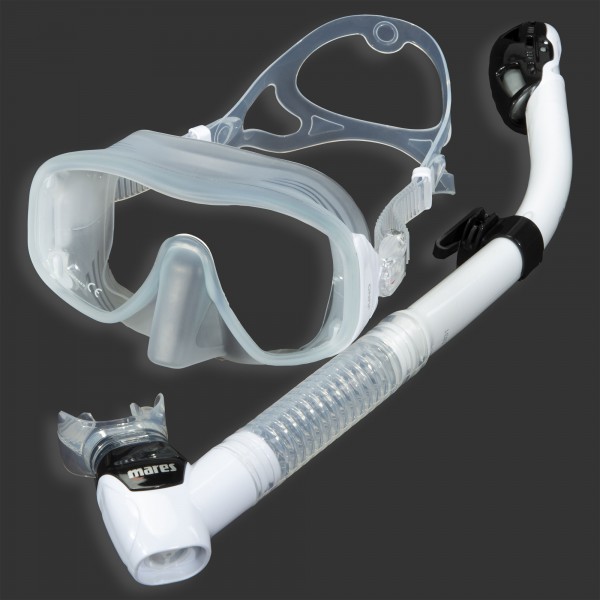 Mares Schnorchelset Mirihi - mit Trockenschnorchel - clear white