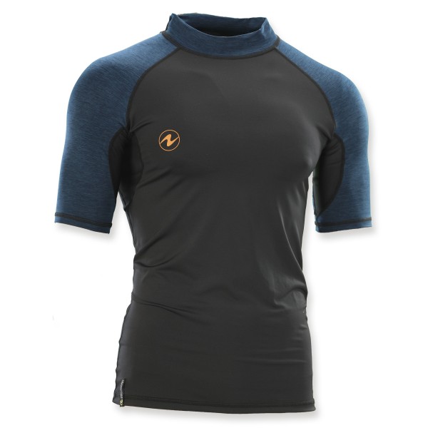 Aqualung Rash Guard Aqua Herren schwarz blau  - kurzarm UPF 50+