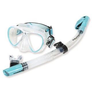 Exklusives Schnorchelset Synergy Trufit mit Trockenschnorchel türkis silber