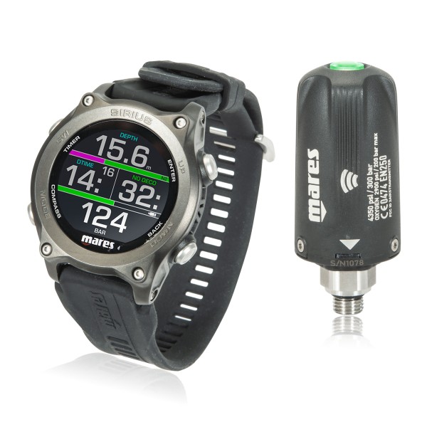 Mares Sirius Sparset mit LED Sender - schwarz  Tauchcomputer mit Farbdisplay
