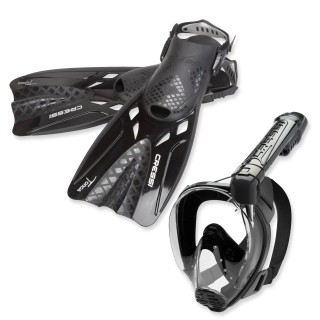 Cressi Schnorchelset Tonga - mit Vollgesichtsmaske, schwarz