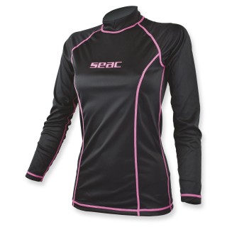 Seac T-Sun Rash Guard Damen schwarz pink - Sonnenschutzshirt langarm UPF 50+