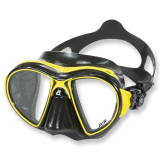 Cressi Tauchmaske Air black - weiches Silikon, gelb
