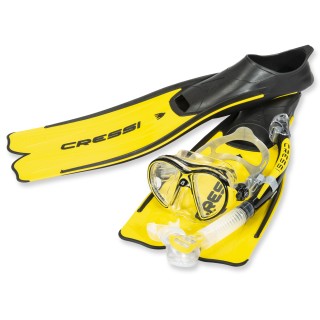 Cressi Schnorchelset Hakura - mit Trockenschnorchel, gelb