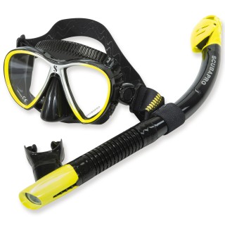 Exklusives Schnorchelset Synergy Trufit mit Trockenschnorchel schwarz gelb