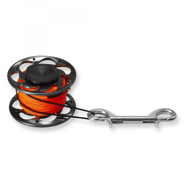 Riff Alu-Spool schwarz - 30 Meter mit Doppelkarabiner