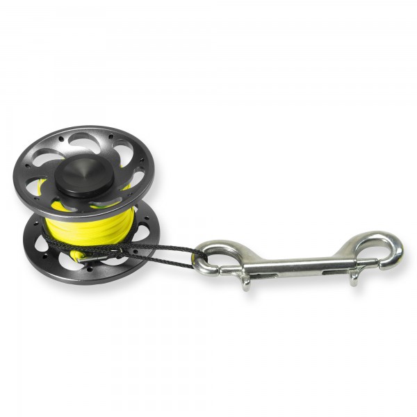 Riff Alu-Spool schwarz - 15 Meter mit Doppelkarabiner