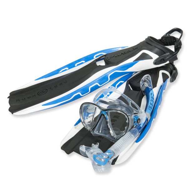 3-Teiliges Tauchset Aqualung Phazer mit Trockenschnorchel - blau