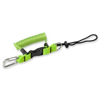 Riff Spiralkabel mit Edelstahlkarabiner - neongrün