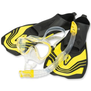 Schnorchelset Kingston gelb - mit Ventilschnorchel und Kurzflosse
