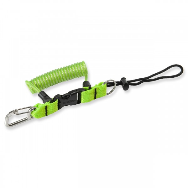 Riff Spiralkabel mit Edelstahlkarabiner - neongrün