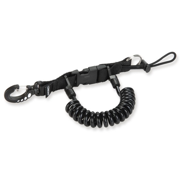 Cressi Spiralkabel mit Schlüsselring und Schlaufe, schwarz