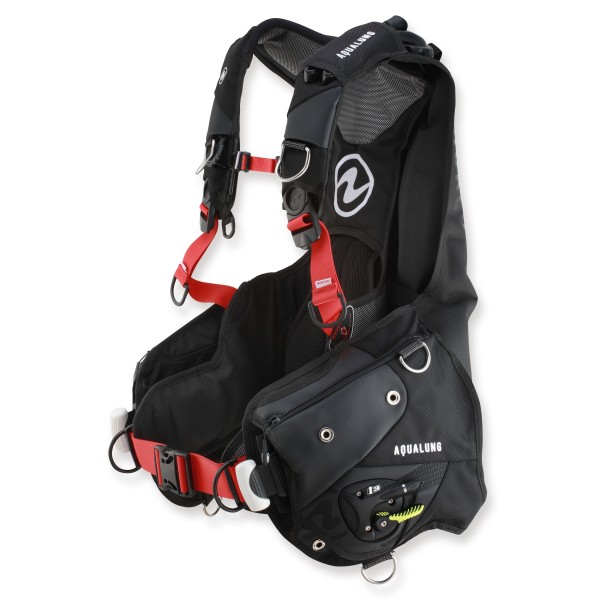 Aqualung Axiom i3+ Tauchjacket - BCD mit seitlichem Inflator, schwarz-rot bleiintegriert