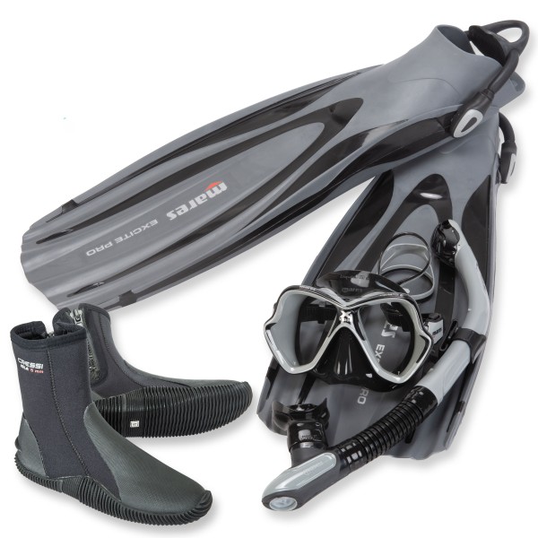 Mares Tauchset Excite Pro - mit Trockenschnorchel, schwarz grau