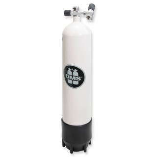 OMS - BTS Stahlflasche 12 Liter lang 300 bar mit Ventil und Zweitabgang
