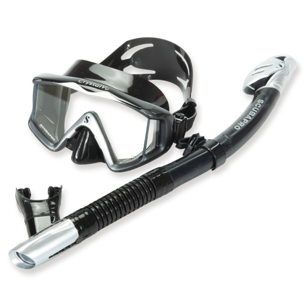 Scubapro Schnorchelset Korfu schwarz silber - mit Trockenschnorchel