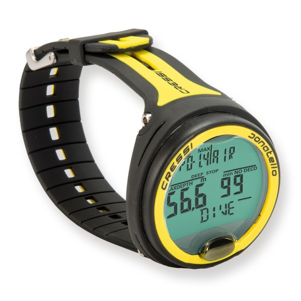 Cressi Tauchcomputer Donatello - Sonderfarbe gelb und gelbes Armband - sehr leichte Bedienung