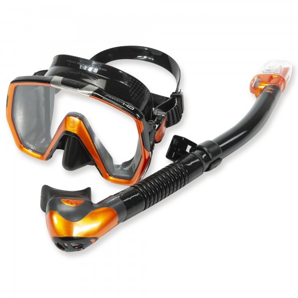 Tusa Schnorchelset Freedom HD energy orange - mit Trockenschnorchel
