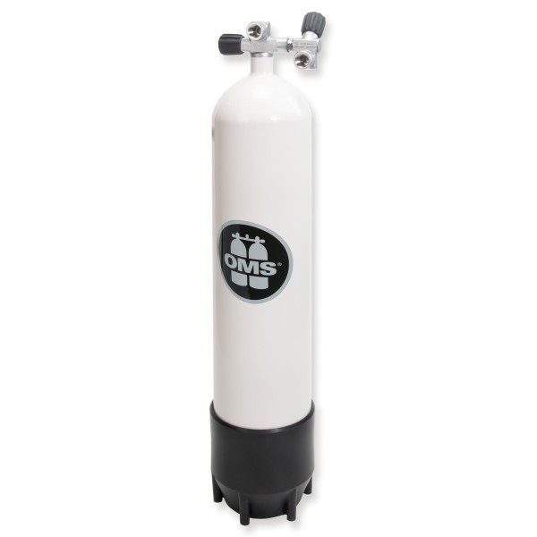 OMS - BTS Stahlflasche 12 Liter lang 300 bar mit Ventil und Zweitabgang